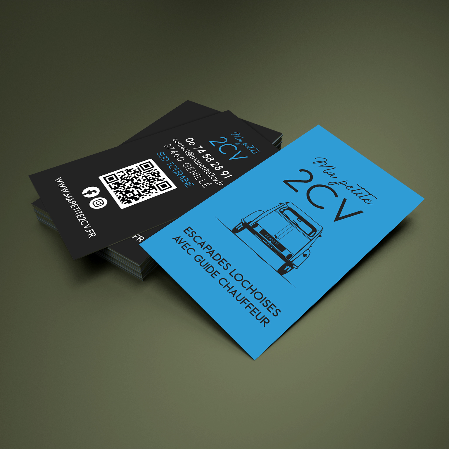 Carte de visite Ma petite 2 CV, Escapade Lochoise avec guide chauffeur Carte de visite Ma petite 2 CV, Escapade Lochoise avec guide chauffeur